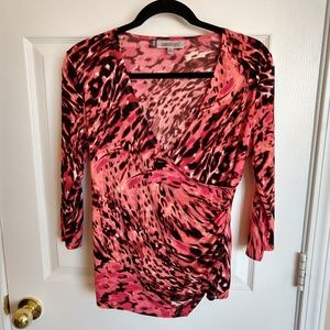 JLo Faux Wrap animal print top